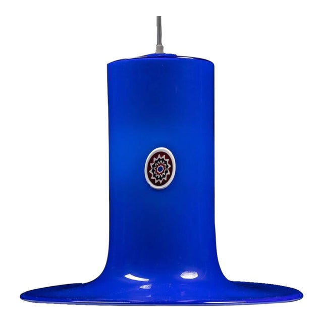 1960s Mid-Century Modern Blue Lattimo Pendant Lamp by Alessandro Pianon for Vistosi For Sale
