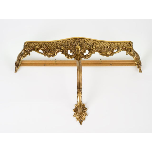Spectacular and Exceptionally Rare 1950s Spanish Rococo Revival Style Solid Sand-Cast Brass Wall-Mounted Console Table...