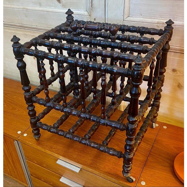 Turned Wood Newspaper Rack For Sale - Image 9 of 10