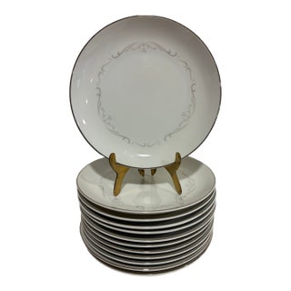 Vintage Kimberly Fine China "Trianon" Platinum Trim Bread Plates, Set of 12, Japan For Sale