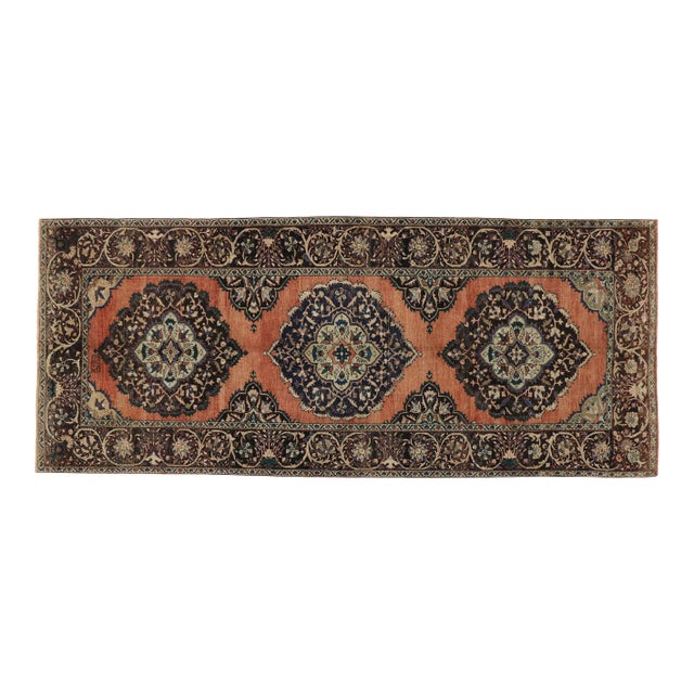 Vintage Turkish Oushak Gallery Rug, Wide Hallway Runner - 05'09 X 13'09 For Sale