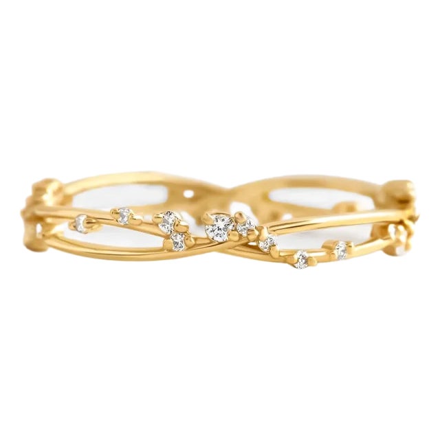 Half Eternity Moissanite 14k Gold Wedding Band - 5 Us Size For Sale