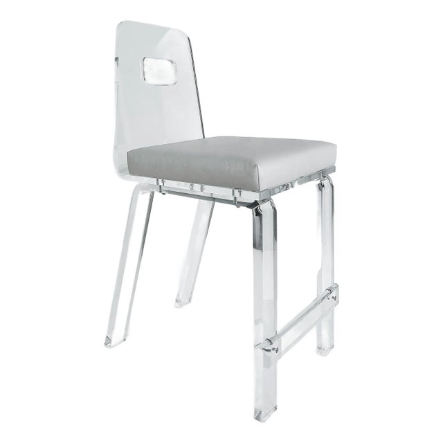 Custom Made Lucite Counter Stool For Sale