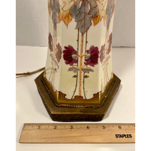 Circa 1905-1910 Antique Pickard Hand-Painted Porcelain Table Lamp by Max Klipphahn For Sale - Image 11 of 12