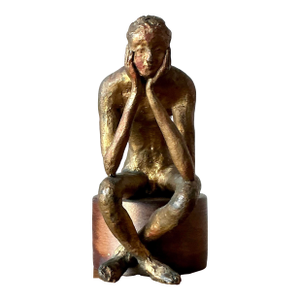 Vintage Boho 1957 Signed Sculpture of Man