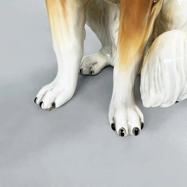 Italian Modern Ceramic Sculpture of Sitting Collie Dog, 1970s For Sale - Image 13 of 16