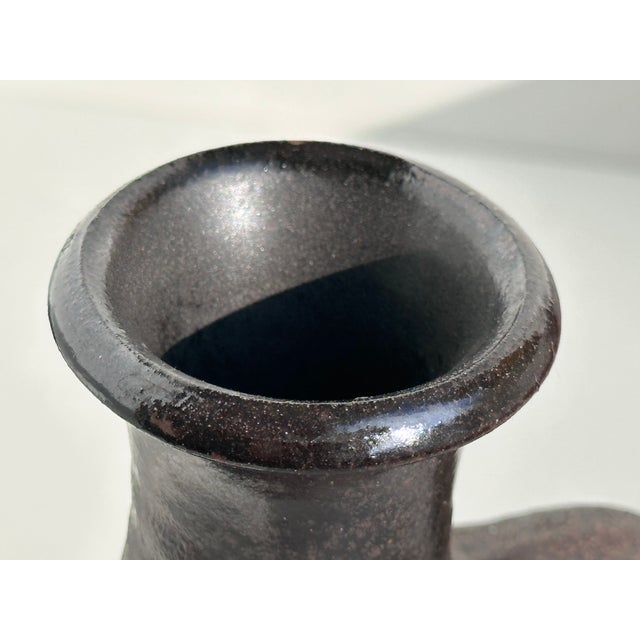 1970s Hand-Thrown Studio Ceramic Vase with Handle and Lava-Effect Glaze, Germany, 1970s For Sale - Image 5 of 13