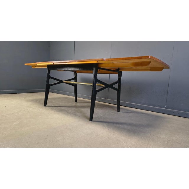 Black Mid-Century Modern Italian Extendable Dining Table, 1950s For Sale - Image 8 of 11