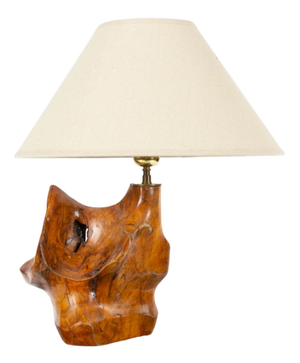Freeform Table Lamp in Hand-Carved Olive Wood, France, 1950s