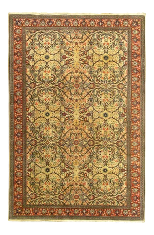 Beige Color Fine Hand Knotted Turkish Vintage Herke 6' X 9'3''