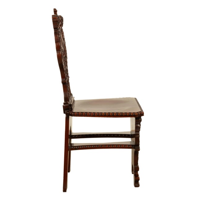 Antique Carved Italian Renaissance Revival Sgabello Chair Coat of Arms & Cherubs, 1870 For Sale - Image 9 of 15