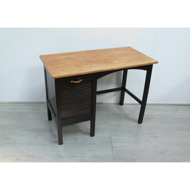 Small Antique German Typewriter Desk with Roll-Up Door, 1930s For Sale - Image 9 of 9