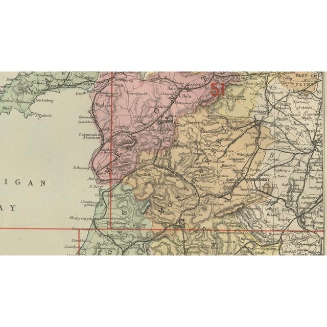 Antique Map of Wales, 1885 For Sale - Image 4 of 9