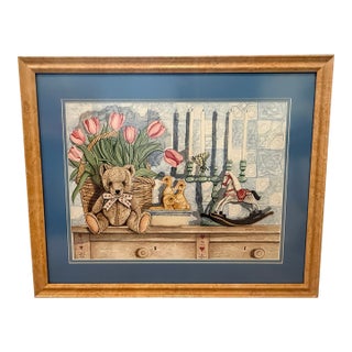Original Jacquie Marie Vaux Nursery Still Life Painting – Signed & Framed For Sale
