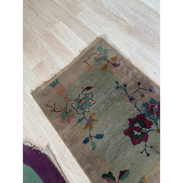 1920s, Handmade Antique Art Deco Chinese Rug 2.1' X 3.2' For Sale - Image 4 of 5
