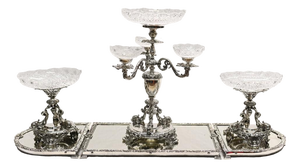 Silver Plate Cherub Glass Table Display