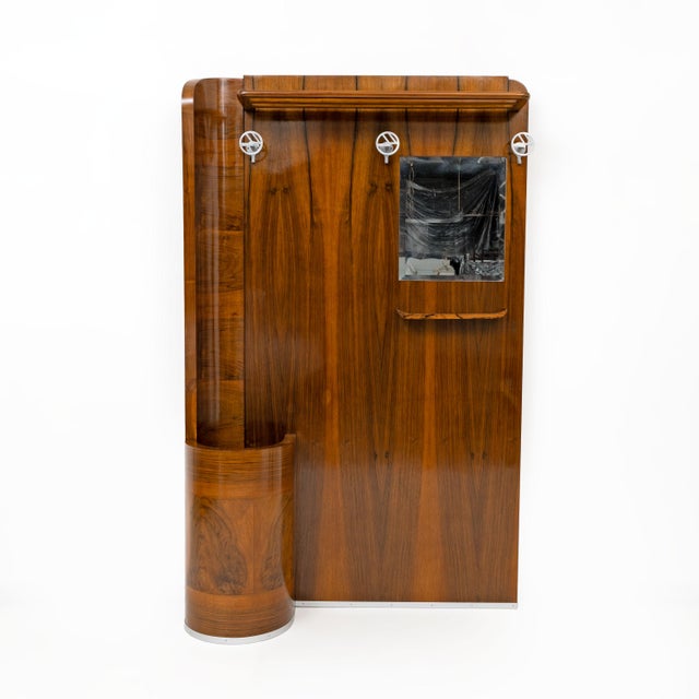 Art Deco Italian Walnut Entry Hall Stand with Integrated Umbrella Holder, 1930 For Sale - Image 10 of 10