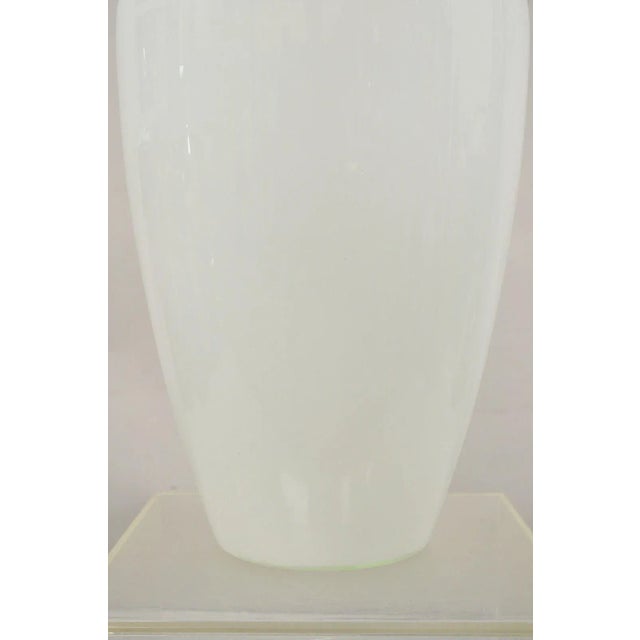 Vintage Modern Large White Cased Blown Glass Floor Vase Vessel For Sale - Image 4 of 8
