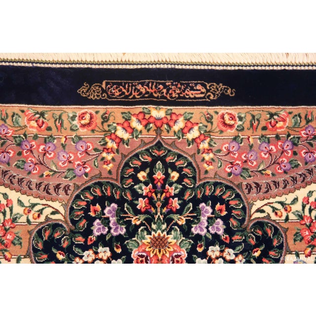 Textile Nazmiyal Collection Vintage Floral Persian Silk Qum Rug For Sale - Image 7 of 7