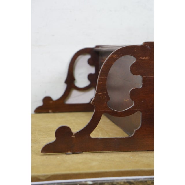 Mid 20th Century Chinese Chippendale Mahogany Fretwork Mirrored Hanging Curio Shelf Rack 24" For Sale - Image 15 of 17