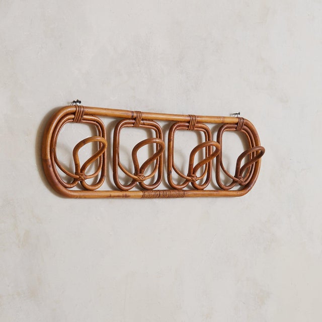 Contemporary Italian Bamboo Mounted Coat Rack Attribute to Franca Helg & Franco Albini, 1960s For Sale - Image 3 of 8