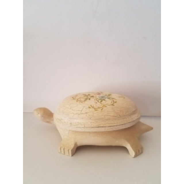 Tan Vintage Hand Carved and Hand Painted Turtle Trinket Box For Sale - Image 8 of 8