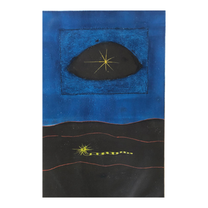 Alistair Grant, Modern British Surrealist Abstract Bold Color Aquatint Etching Print Yellow Eye, c.1960's