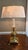 Large and heavy vintage brass pineapple table lamp. Oval Frederick Cooper silk shade is included.