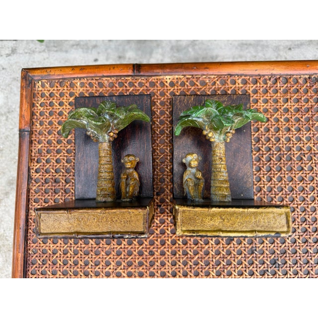 Vintage Hand-Painted Monkey & Palm Tree Bookends, Pair For Sale - Image 9 of 12