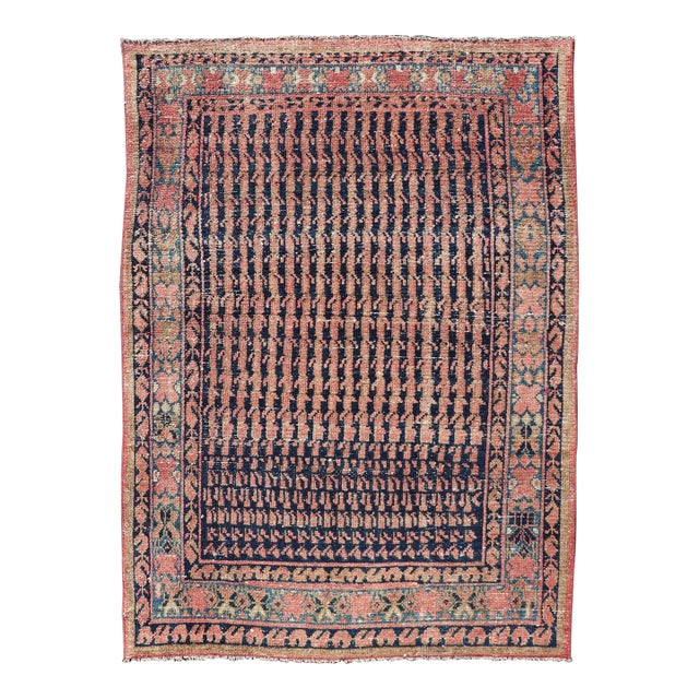 Colorful Antique Persian Hamadan Rug With All-Over Tribal Motifs 3'6"x5'0" For Sale
