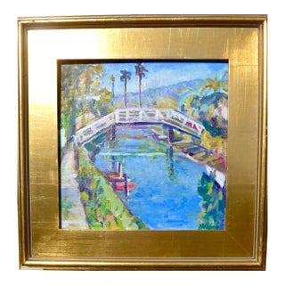 Venice Canals, California - Landscape - Oil Painting For Sale