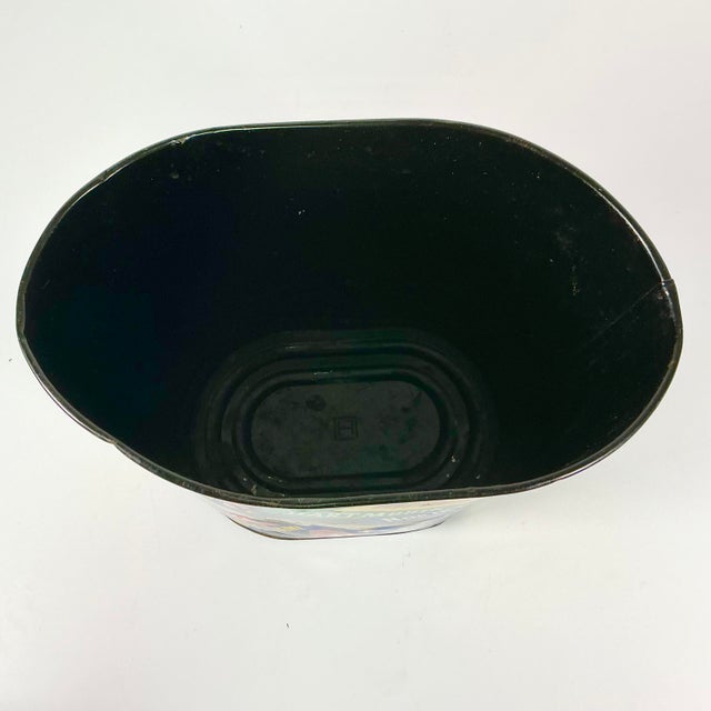 Royal Blue Mid-Century Boho Chic Americana College Pennant Metal Wastebasket. For Sale - Image 8 of 11