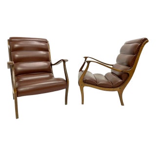 Living Room Chairs with Ribbed Backrests by Ezio Longhi for Elam, Italy, 1960s, Set of 2 For Sale