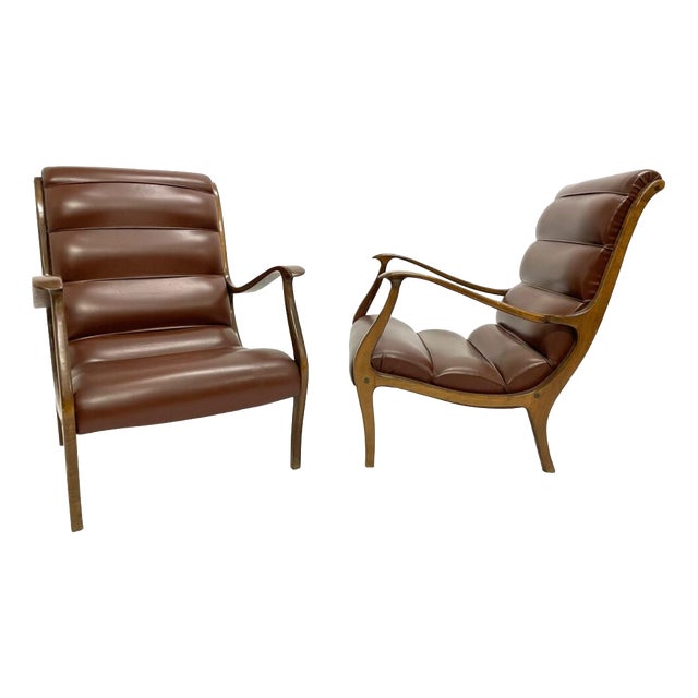 Living Room Chairs with Ribbed Backrests by Ezio Longhi for Elam, Italy, 1960s, Set of 2 For Sale