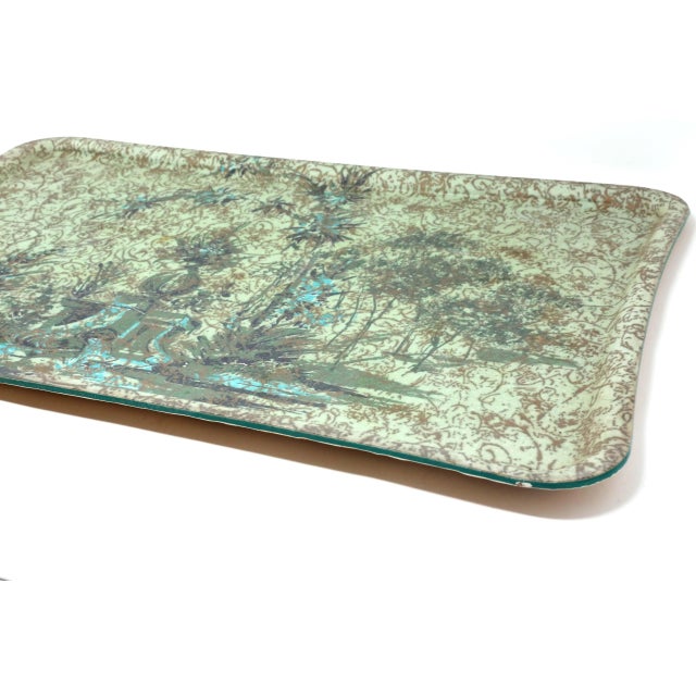 1960s Vintage Mint Green Large Fiberglass Serving Tray For Sale - Image 5 of 9