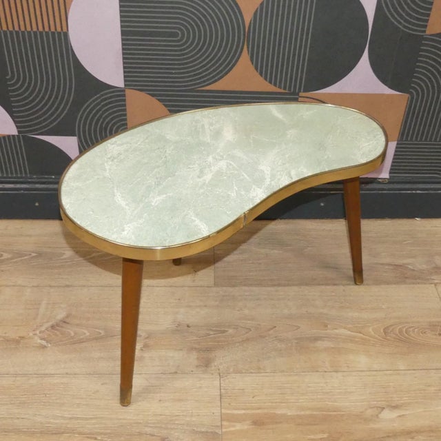 Kidney-Shaped Side Table in Pastel Green, 1950s For Sale - Image 10 of 10