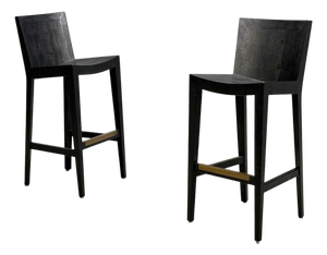 Karl Springer, JMF Barstools, Embossed Lizard Leather, Brass, Usa, 1986