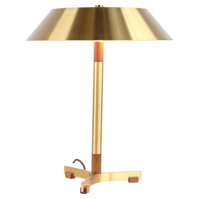 President Table Lamp in Teak and Brass by Jo Hammerborg for Fog & Mørup, 1960s For Sale - Image 10 of 10