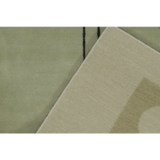 Textile Midcentury Modern Runner in Green, Blue, White & Black Geometric Patterns For Sale - Image 7 of 7