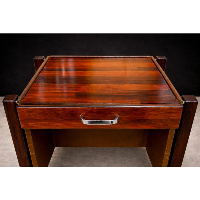 Mid-Century Modern Side Table with Drawers & Wheels in Hardwood, Jorge Zalszupin, 1960s - Lot 567 For Sale - Image 3 of 12
