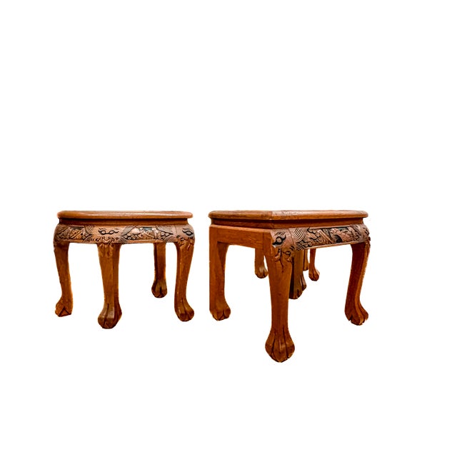 Mid-Century Modern Hand-Carved Asian Opium Nesting Table For Sale - Image 14 of 18