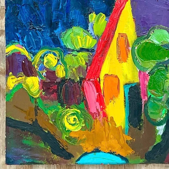 Vintage Boho Signed Original Oil Landscape on Canvas For Sale - Image 14 of 15