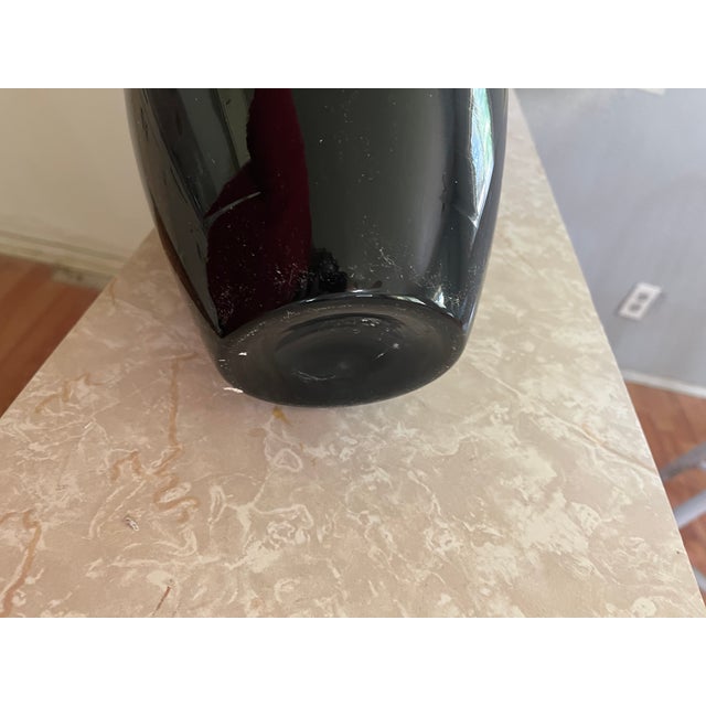 Vintage Post Modern Black Glass Vase For Sale - Image 4 of 4