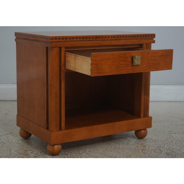 Hickory White Pair Hickory White 1 Drawer Tiger Maple Inlaid Nightstands For Sale - Image 4 of 18
