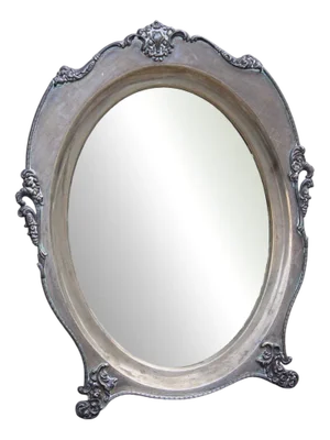 Oval Table Mirror with 800 Silver Frame, 1950