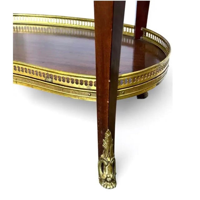 Elegant Louis XV Side Tables With Marble Tops and Brass Accents - A Pair For Sale - Image 4 of 17