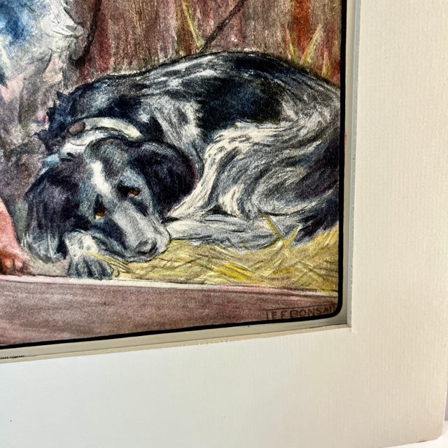 Lovely vintage print of three hunting dogs, probably Spaniels, by Elizabeth Fearne Bonsall, noted canine painter of the...