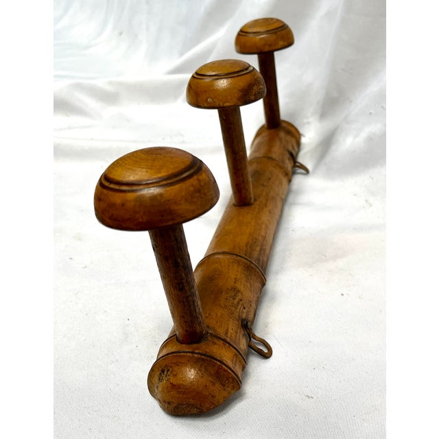 Early 1900s French Faux Bamboo Three Peg Coat/Hat Rack | Chairish