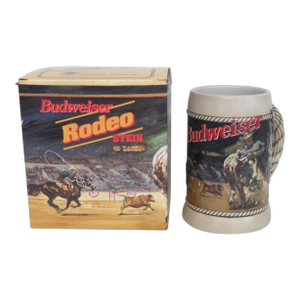 Budweiser Rodeo Stein 1992 Anheuser Busch Ceramarte Ceramic W Original Box