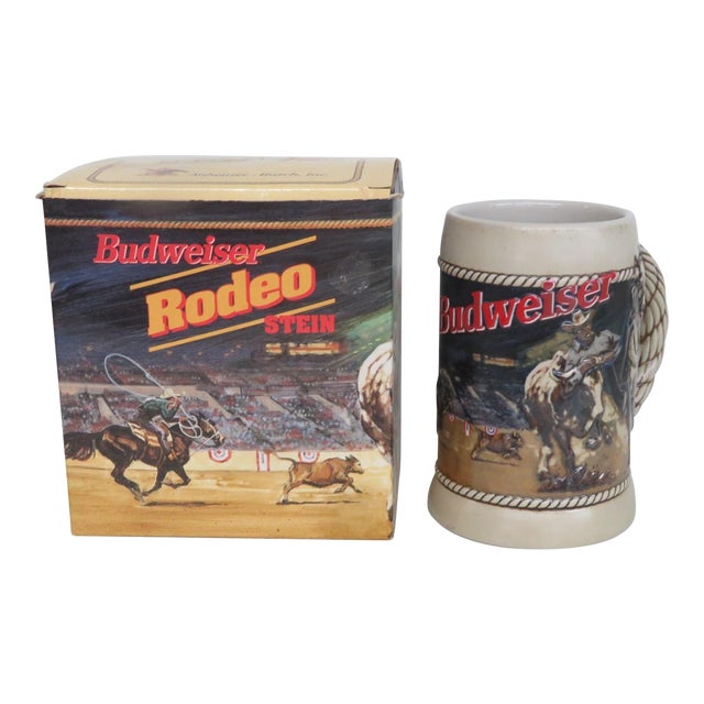 Budweiser Rodeo Stein 1992 Anheuser Busch Ceramarte Ceramic W Original Box 4866b For Sale